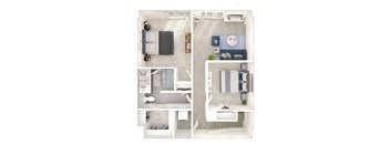 a floor plan of a bedroom with a bathroom and a living room