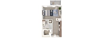 a floor plan of a bedroom with a bathroom and a living room