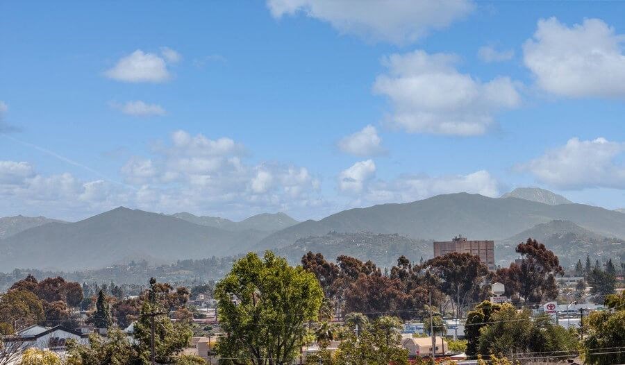 Mountain/Tree Landscape View at Forest Park Apartments in El Cajon, CA.