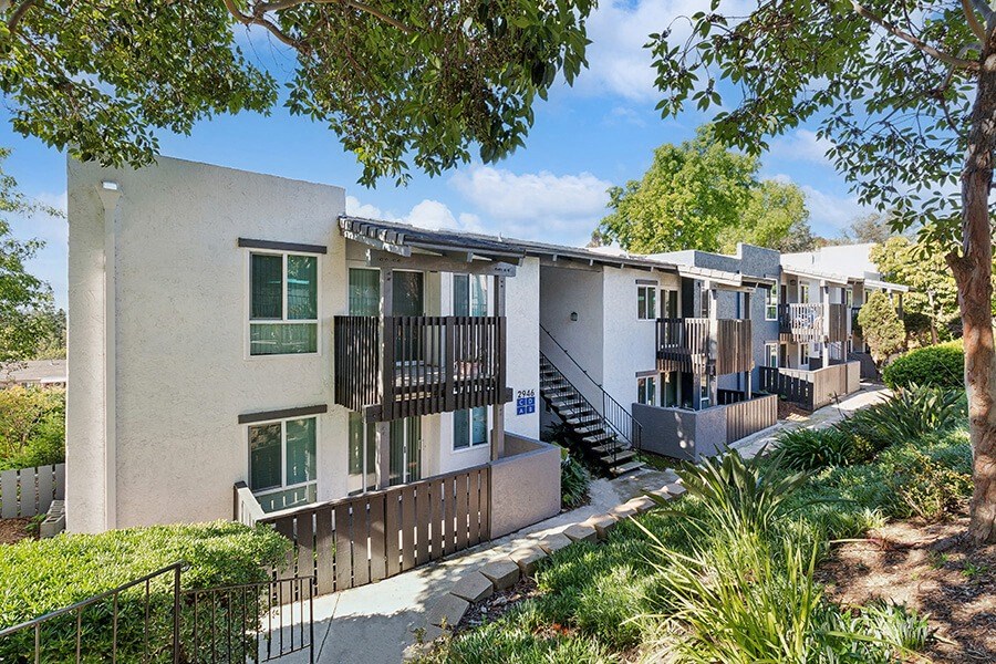 Exterior Community Building and Landscape at Colonnade at Fletcher Hills Apartments in El Cajon, CA.