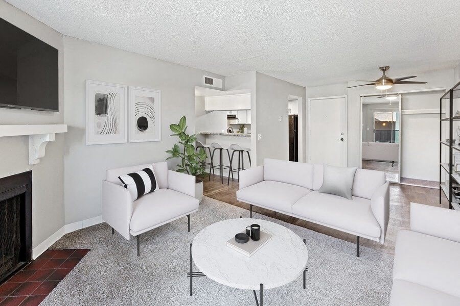 Model living room and kitchen