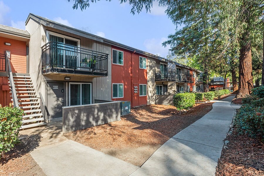 Exterior Community Building and Landscape at The Archer Apartments in Sacramento, CA.