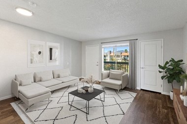 Model living room with large open spaces