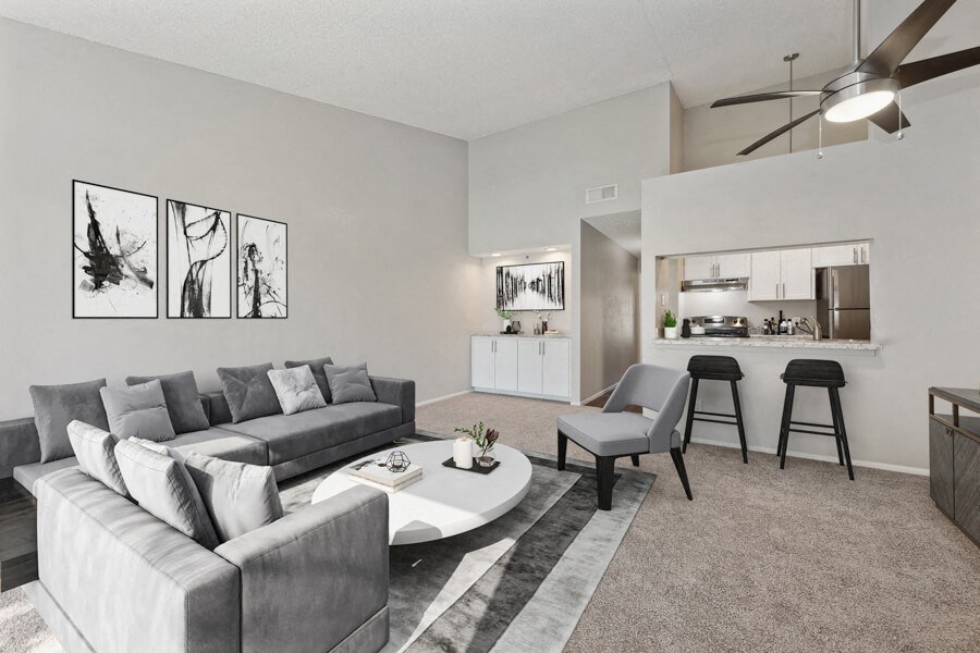 Model apartment living room at Verona Park, Mesa, AZ 85210