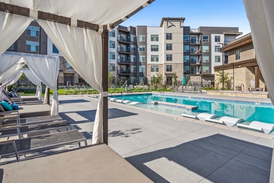 Cabana bed lounger at pool