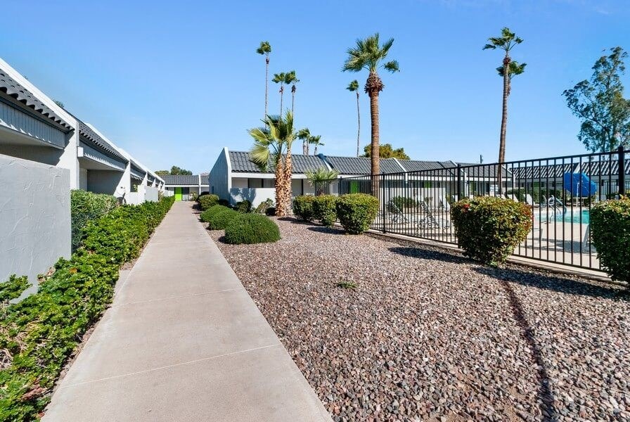 Walking path next swimming pool