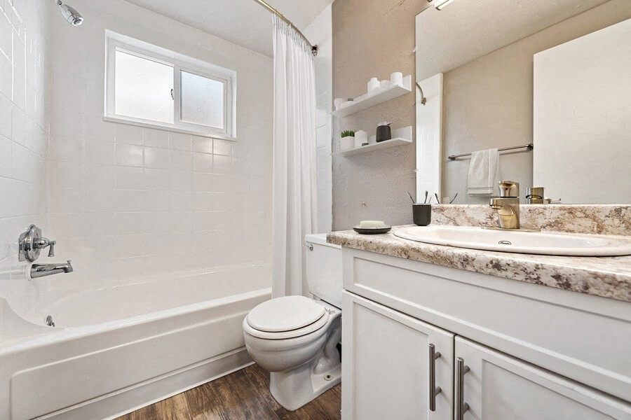 Model bathroom at Esprit Cherry CreekApartments in Glendale, CO