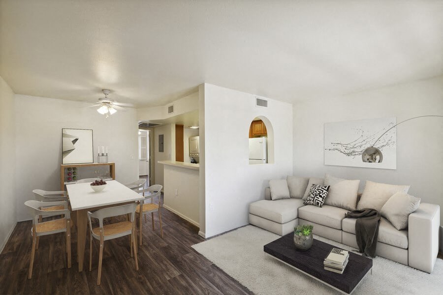 Model living and dining area