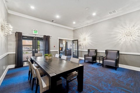 Community lounge space with table
