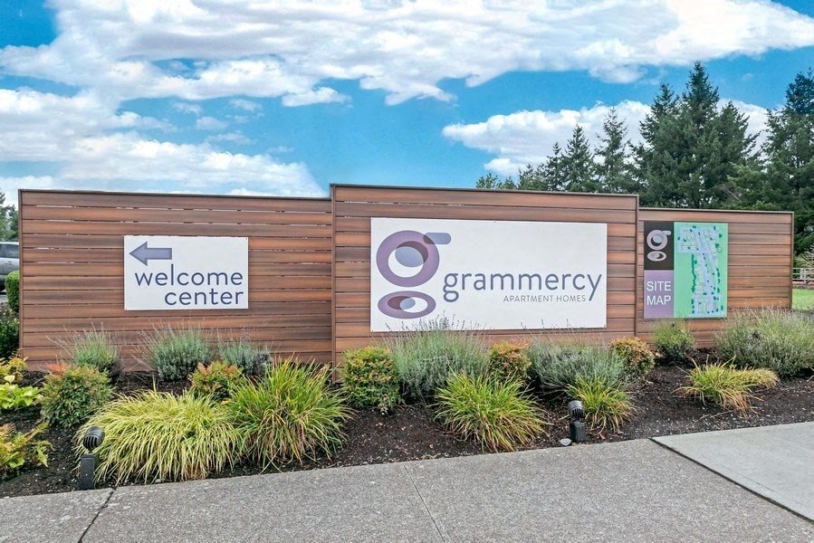 Grammercy property entrance sign and lanscape