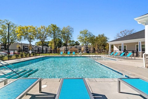 Pool and sundeck with loungers