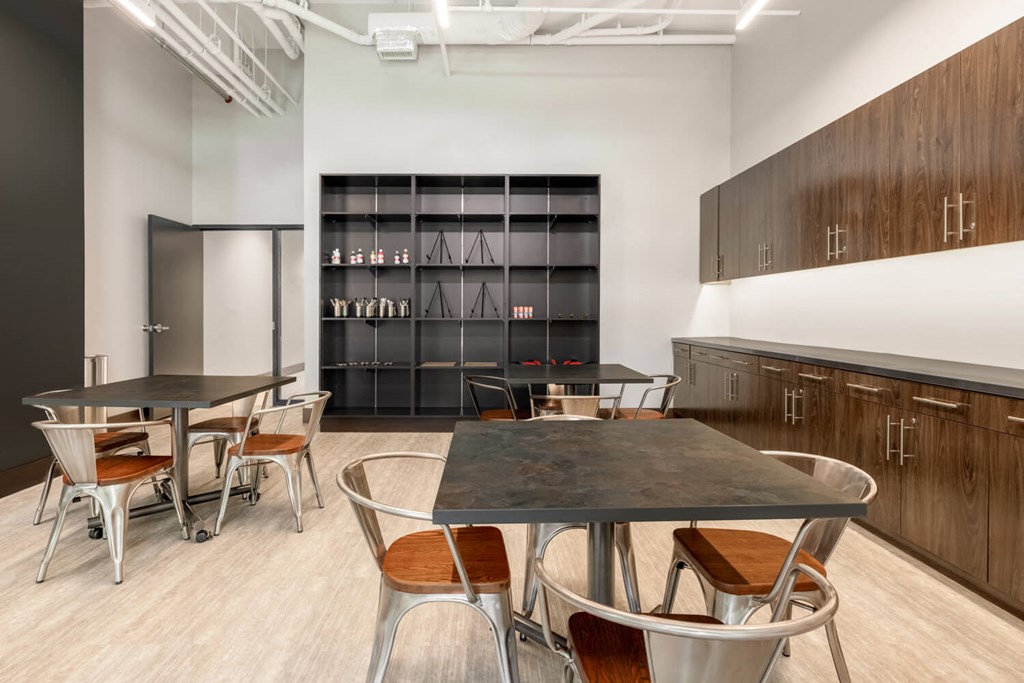 Community area with tables and chairs