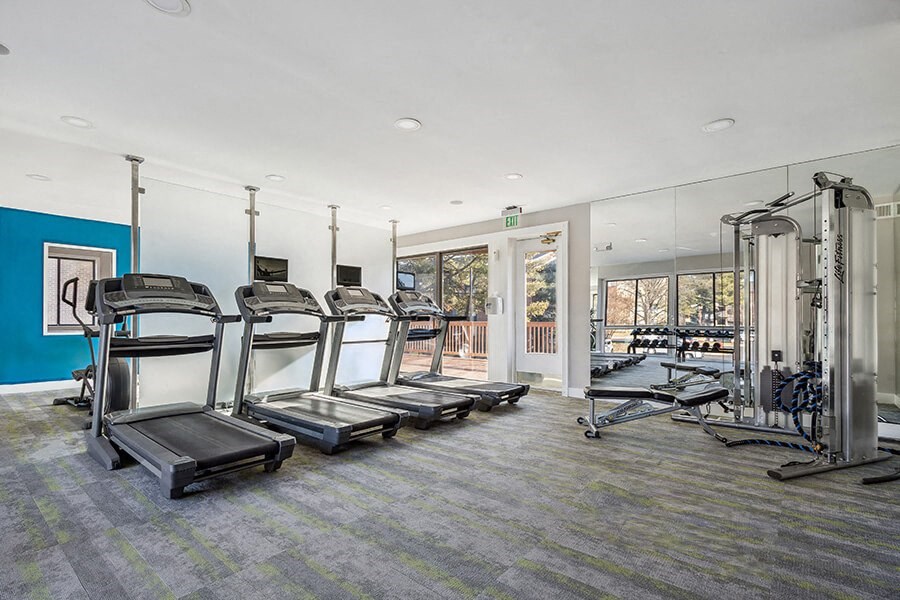 Community Fitness Center with Equipment at Spring Parc Apartments in Silver Spring, MD.