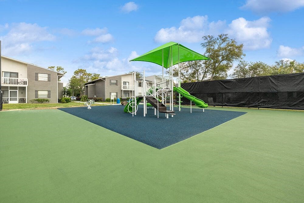 Community playground with sun cover