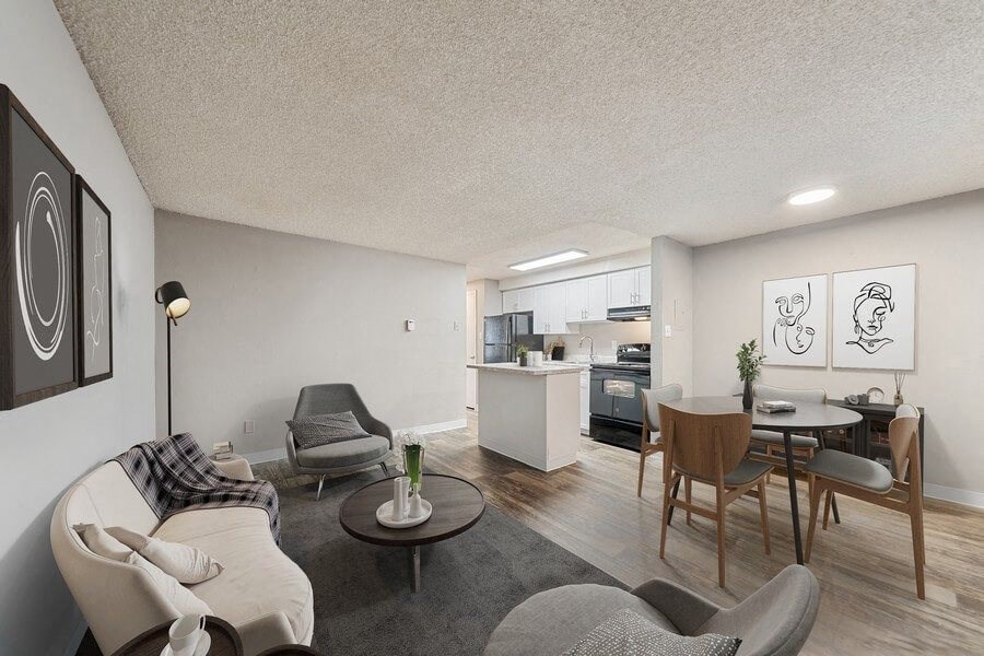 Model living room at Esprit Cherry CreekApartments in Glendale, CO