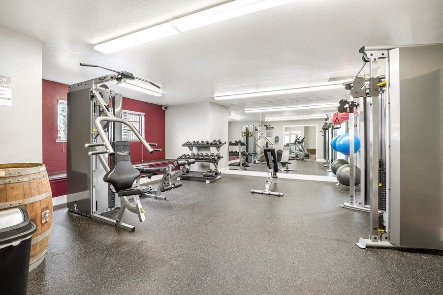 Fitness center with lifting equipment