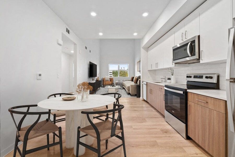 Model dining and kitchen area