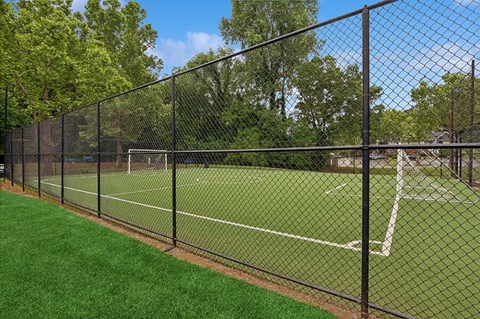 Community Soccer Field with Nets at Park 2300 Apartments in Charlotte, NC.