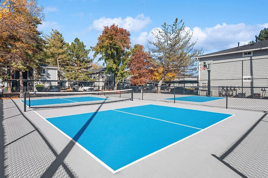 Community Pickleball Courts with Nets at Overlook Point Apartments in Salt Lake City, UT.