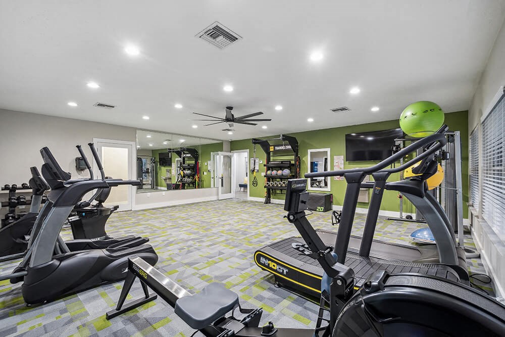 Community Fitness Center with Equipment at Park at 7200 Apartments in Jacksonville, FL.