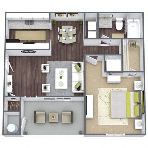 Elevate at Jackson Creek 1x1 Floor Plan, 541 SQFT.
