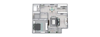1-bed, 1-bath floor plan 628 sqft
