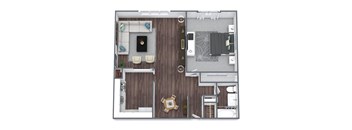 1-Bedroom Floor Plan 3D Image