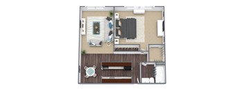 1 Bed, 1 Bath 3D Floor Plan Imageat Elevate on Parkway, Minnesota
