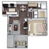 1 Bed, 1 Bath Floor Plan