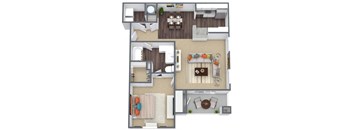 1 bedroom, 1 bathroom floor plan