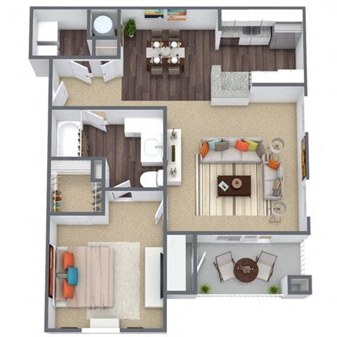 1 bedroom, 1 bathroom floor plan