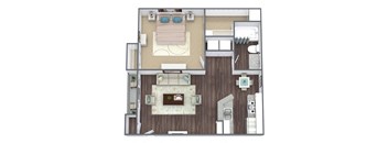 1 Bedroom 3D Floor Plan Image
