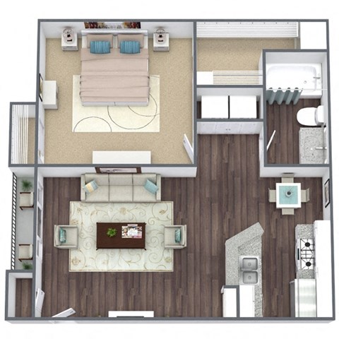 1 Bedroom 3D Floor Plan Image