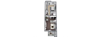 1-bed, 1-bath floor plan, 456 sqft.