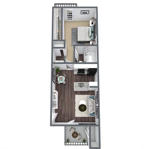 1-bed, 1-bath floor plan, 456 sqft.