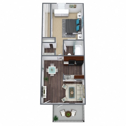 1-Bed, 1-Bath Floor Plan, 459 SQFT
