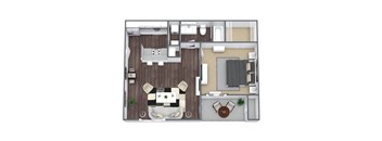 1 Bedroom Floor Plan, 550 SQFT
