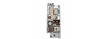 1-Bed, 1-Bath Floor Plan, 585 SQFT