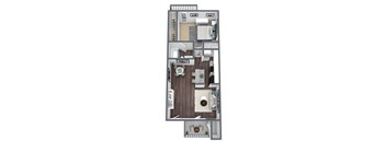 1-bed, 1-bath floor plan, 610 sqft.