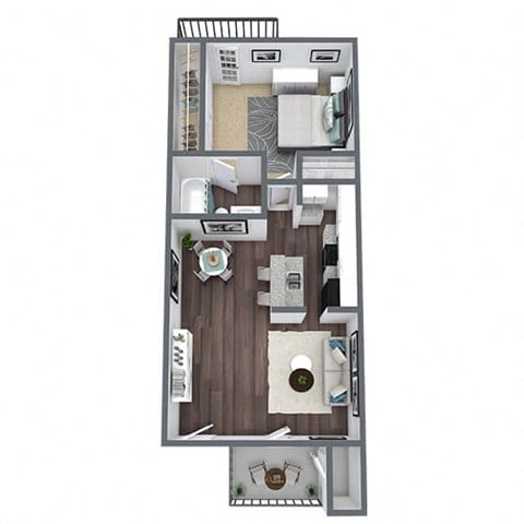 1-bed, 1-bath floor plan, 610 sqft.