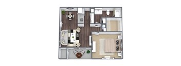 1 Bedroom Floor Plan, 650 SQFT