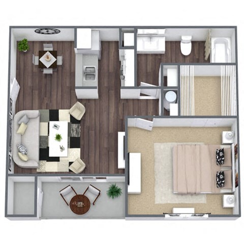 1 Bedroom Floor Plan, 650 SQFT