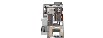 1-Bed Floor Plan (A) 3D Floor Plan Image