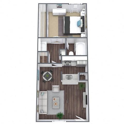 1x1A Floor Plan, 555 SQFT