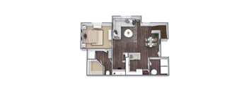 1 Bed 1 Bath (A) 3D floor plan image