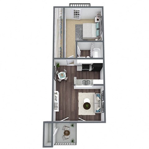 1-bed, 1-bath floor plan, 456 sqft.