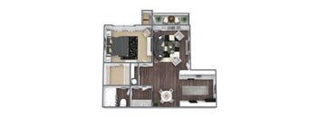 1-Bed, 1-Bath Floor Plan (B) at Saddle Ridge Apartments