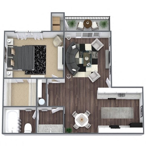 1-Bed, 1-Bath Floor Plan (B) at Saddle Ridge Apartments