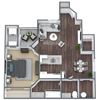 1 Bed 1 Bath (B) 3D floor plan image