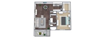 1 Bed 1 Bath C floor plan image at Villages at Metro Center, Phoenix, 85051